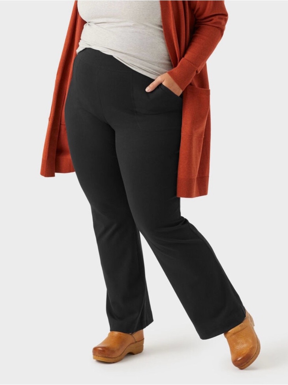 Duluth Trading Co Women's Black Pull-On Knit NoGA Bootcut Pants Stretch XL x 31"